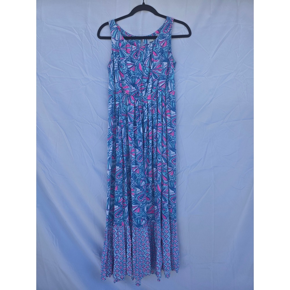 Lilly Pulitzer for Target 20th Anniversary Maxi Dress Girls XL Pink Blue Print